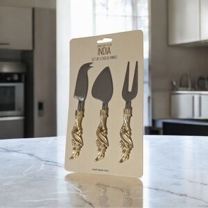 Gold Cheese Knife Set - 3 Piece NEW